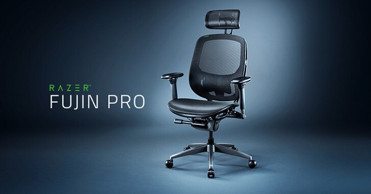 Razer 推出 Fujin Pro 電競椅，透氣網布材質、3D 頭枕、4D 扶手，更像人體工學椅