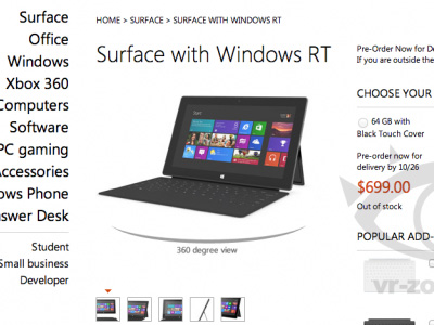 Microsoft Windows RT Surface 平板售價流出，32GB 美金 499 元