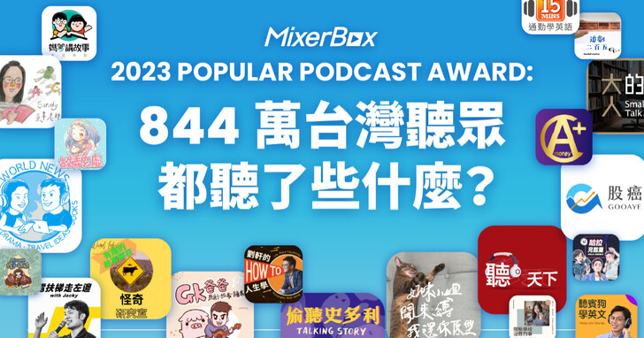 2023 MixerBox Popular Podcast Award：844萬台灣聽眾都聽什麼？