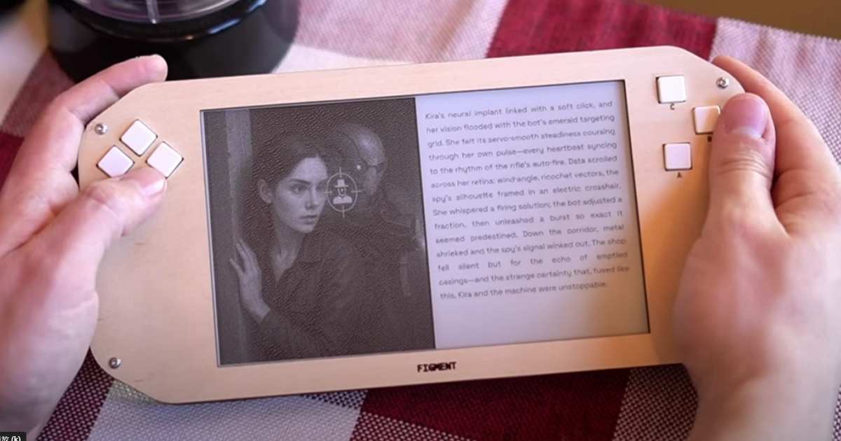 玩家自製電子紙螢幕遊戲機 Figment,可看電子書、玩文字冒險與解謎遊戲