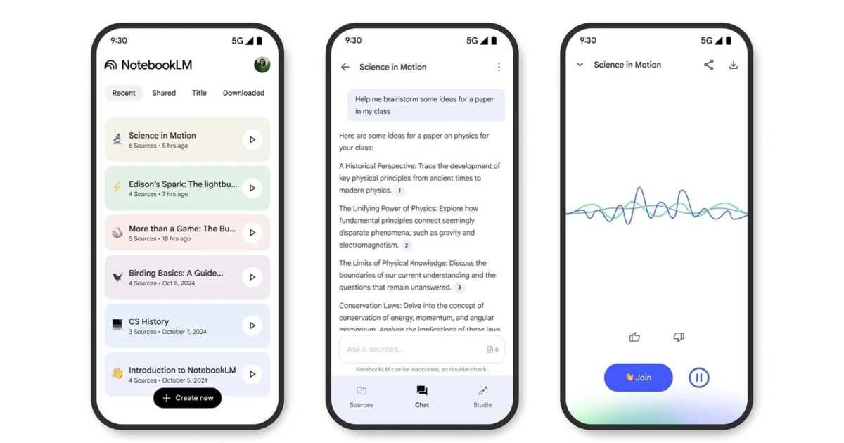 Google 推出 Android 原生版 NotebookLM App,支援離線播放與快速新增筆記來源