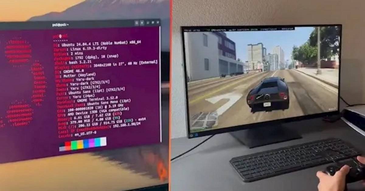 PS5 Slim大改造實測！Linux系統上身，GTA V光追1440p穩跑60幀，效能超乎想像！