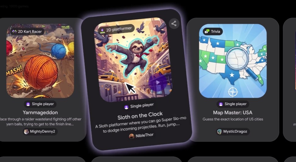 打字就能做遊戲？Google Playground 登場，免寫程式也能自己設計玩法