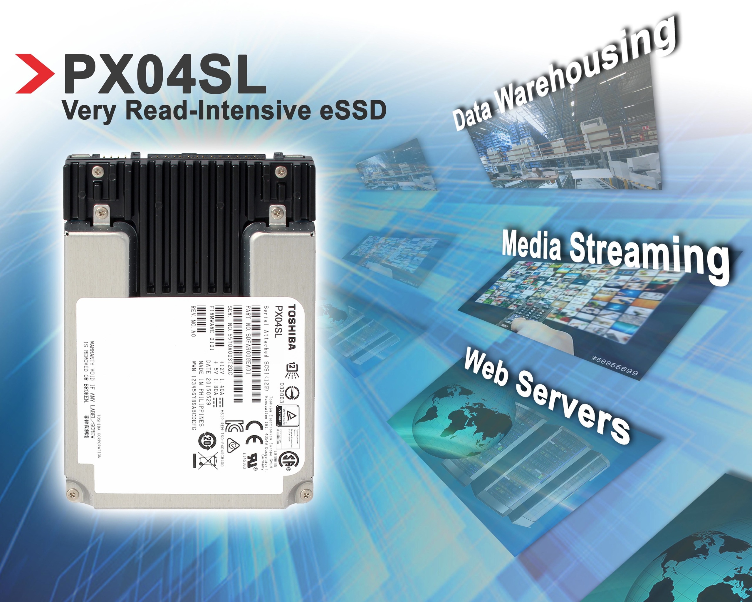 TOSHIBA推出高讀取密集型企業級SAS 固態硬碟PX04SL系列