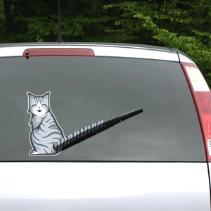 ThinkGeek創意設計的尾門雨刷貼紙！讓您的愛車看起來就跟 Kitty貓一樣超萌的啊...