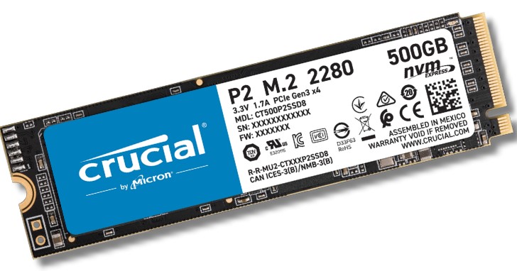 Micron 推出第二款消費級 NVMe SSD，Crucial P2 讀寫速度、耐寫量均提升