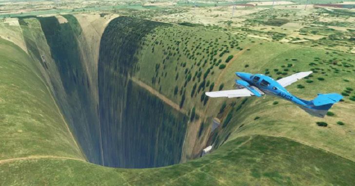 《微軟模擬飛行》居然出現「天坑」，大峽谷的底部還有一座機場？！