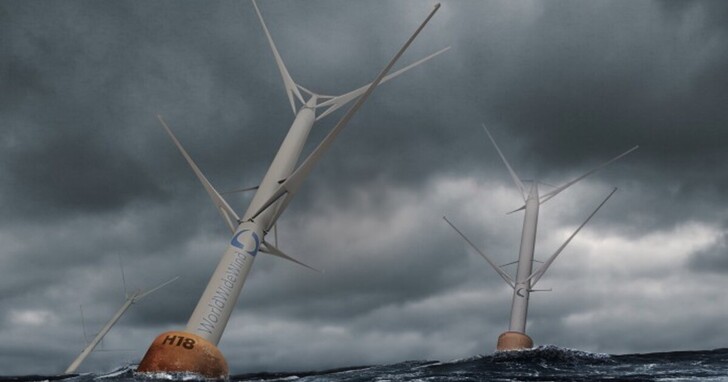 全新浮動式「海上垂直」對轉風力發電機效率可達水平固定式一倍以上
