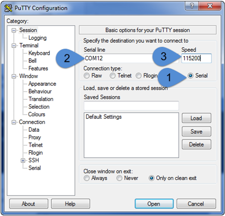 Putty configuration