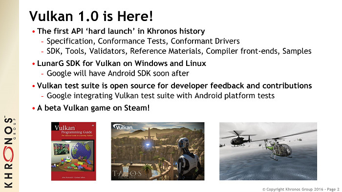 Khronos 發布 Vulkan 1.0 規範，AMD 與 NVIDIA 相繼釋出測試版驅動程式 | T客邦