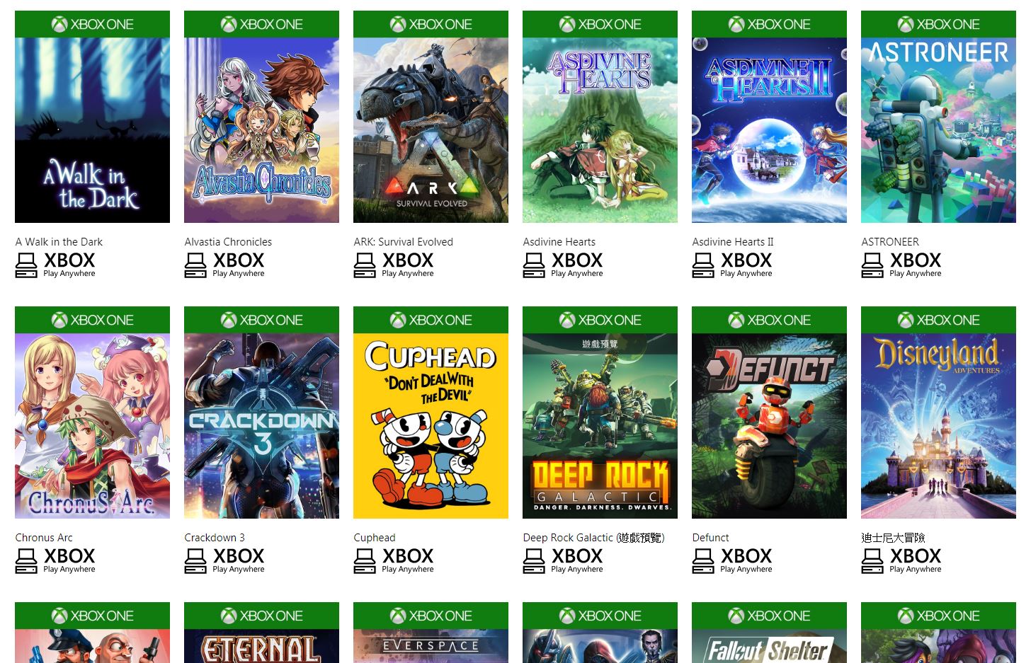 Xbox Play anywhere список.