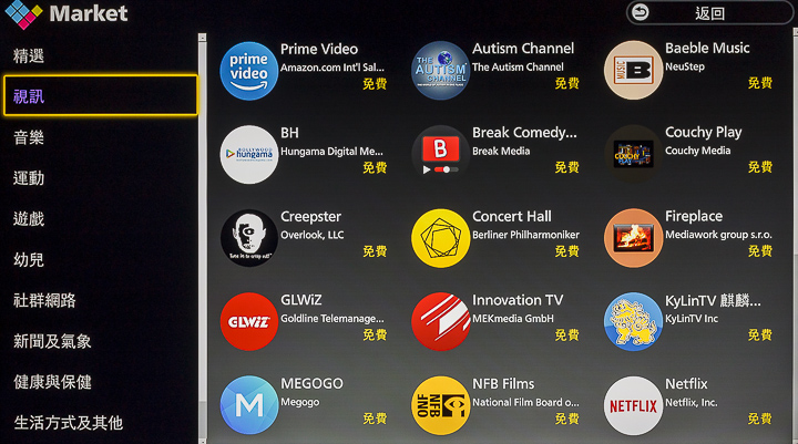 到底需要安裝多少 APP 呢？相信每個用家的思考都不同，所以 TH-55GX750W 除了預先搭載的數十個常見和常用的 APP 外，也提供軟體市集讓用家自己選擇下載安裝，藉此擴張電視的應用範圍。