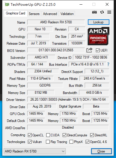 以及具有2304組串流處理器的AMD Radeon RX 5700。