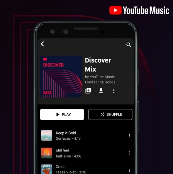 YouTube Music推出3種個人化播放清單：「Discover Mix」、「New Release Mix」、「你的合輯」