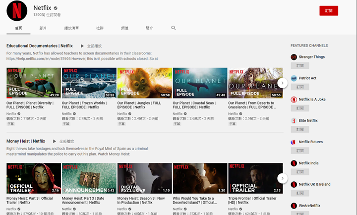 Netflix 在 YouTube 上架 34 部自家紀錄片，供全球觀眾免費觀看