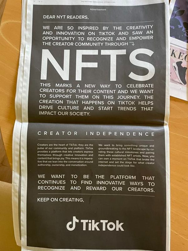 連Youtube官方也宣布將進軍NFT，Youtuber也能成為NFT藝術家