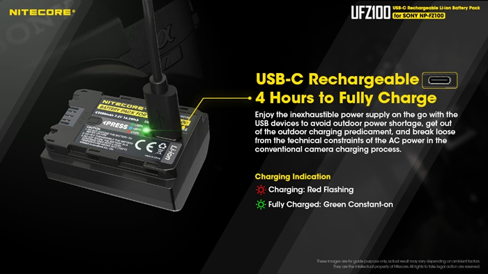 Nitecore推出內建USB-C充電口的UFZ100索尼相機相容電池，再也不用多一個充電器