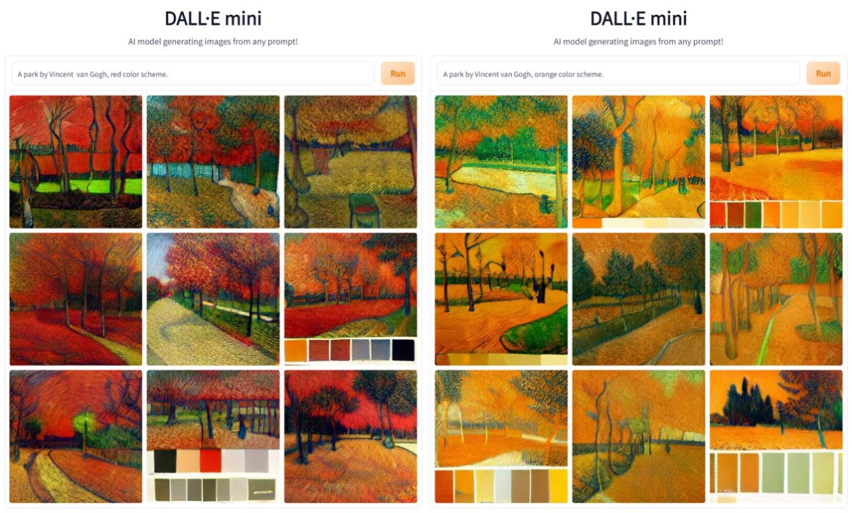 主色調為紅色或橙色時可增添圖片的秋感丨源自Dall-E Mini