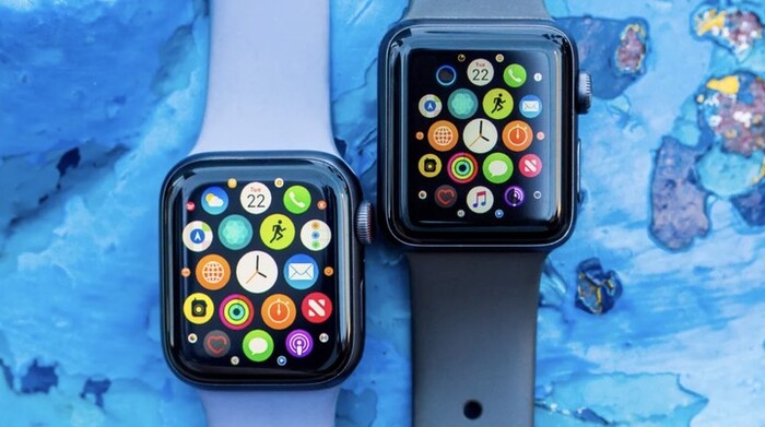 左：Apple Watch Series 4；右：Apple Watch Series 3。（圖片來自：cnet）