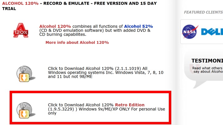 Alcohol 120% Retro Edition現在已經可以免費下載。