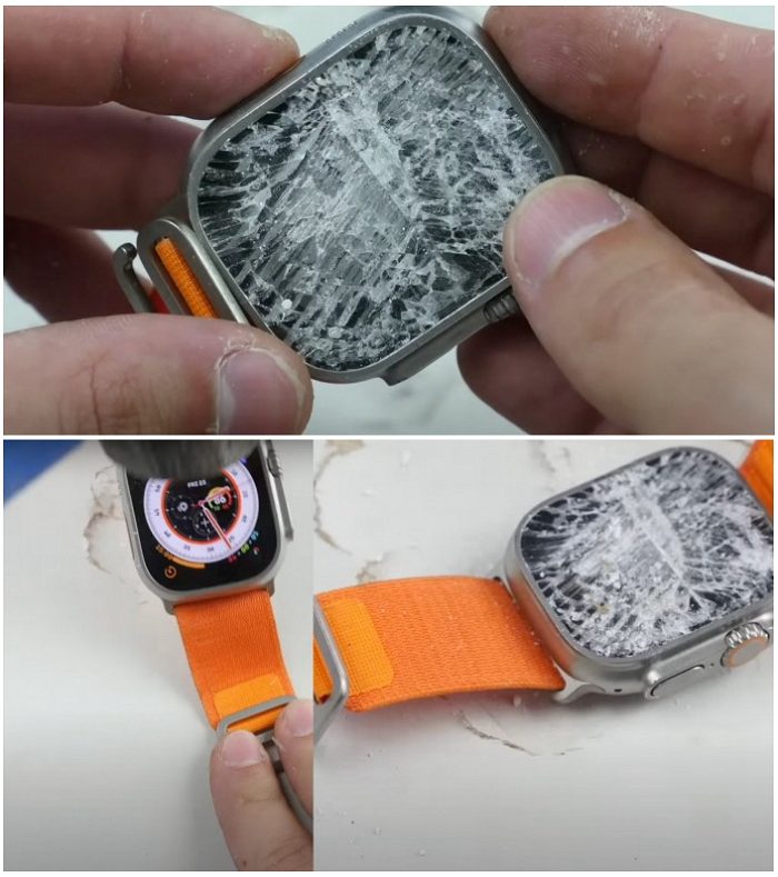 他用鐵鎚狠敲Apple Watch Ultra測試是否真如蘋果說的那麼堅固？螢幕還沒裂桌卻先裂了