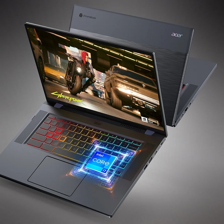 Acer Chromebook 516 GE 專為遊戲打造，具備 120Hz 螢幕更新率、暢玩 NVIDIA GeForce NOW