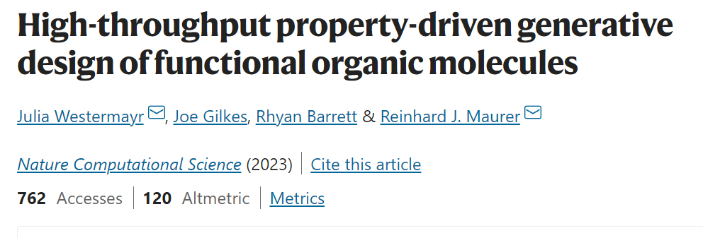 論文連結：High-throughput property-driven generative design of functional organic molecules