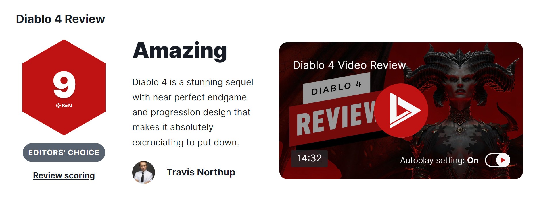 《暗黑破壞神4》評分解禁，IGN 9 分超高評價：忘了10年前《暗黑破壞神 3 》的災難，暴雪真的到教訓了
