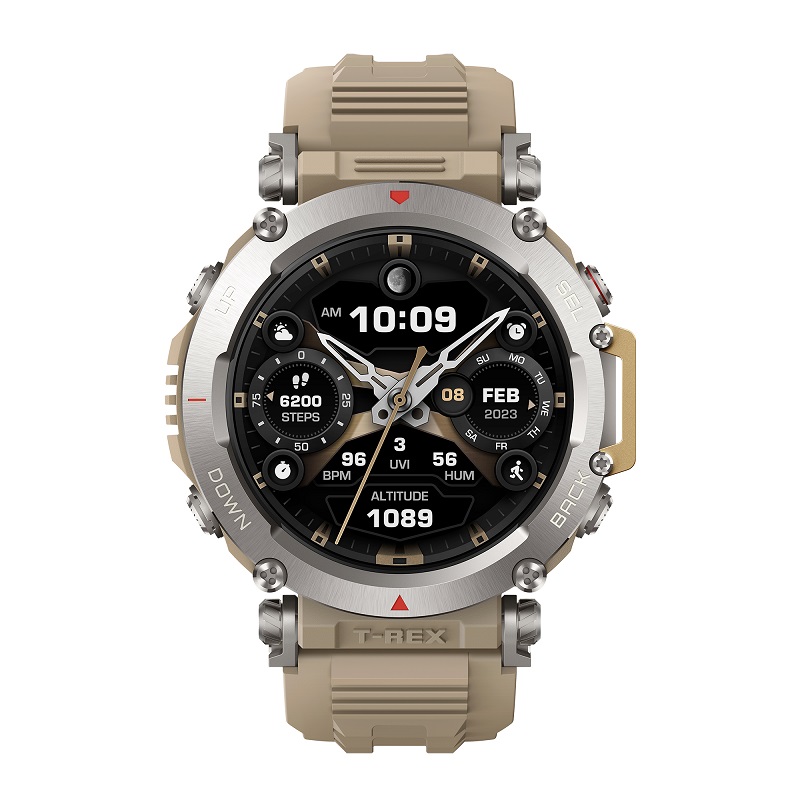 Amazfit T-Rex Ultra終極軍規GPS潛水運動手錶通過15項軍用認標準，在激烈活動也能助手錶保持無損。