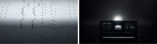 這是兩張來自科幻電視劇《西方極樂園》片的截圖，所展示的就是打的紙卷引導琴鍵被按下，進而完成鋼琴的自動演奏