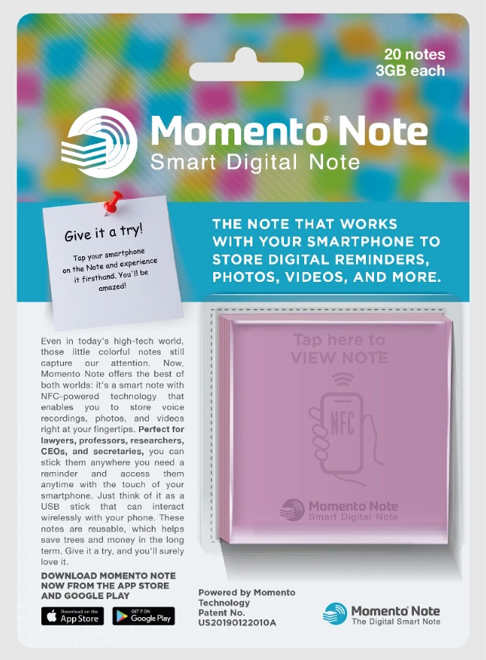 這是可用 1000 次的NFC便利貼：Momento Note可儲3GB的聲音、影片資訊、無需額外供電