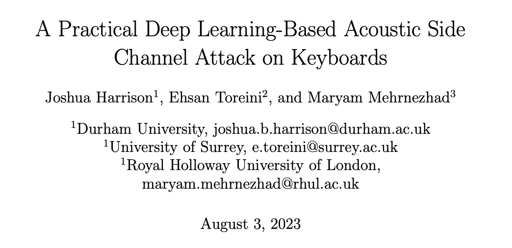 A Practical Deep Learning-Based Acoustic Side Channel Attack on Keyboards