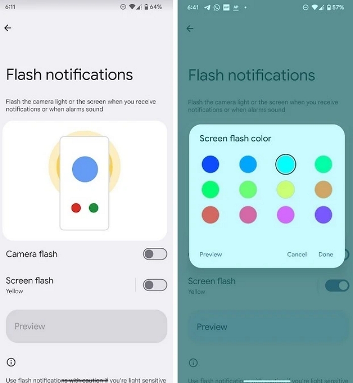 Android 14 將引入「閃光提醒」模式、來電時手機閃光燈會「放閃」