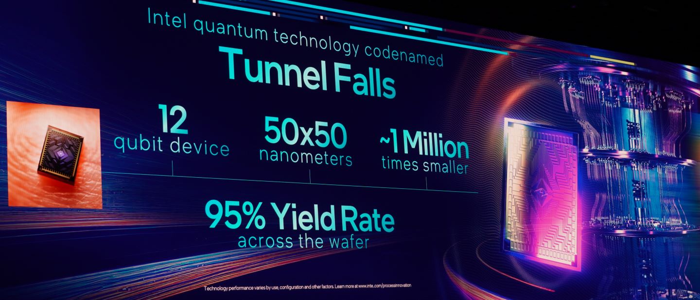 Tunnel Falls量晶片具有12個量位元，製造良率高達95%。