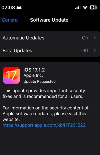 iPhone 和 iPad 釋出iOS 17.1.2、 iPadOS 17.1.2 更新，主要修復2大安全漏洞