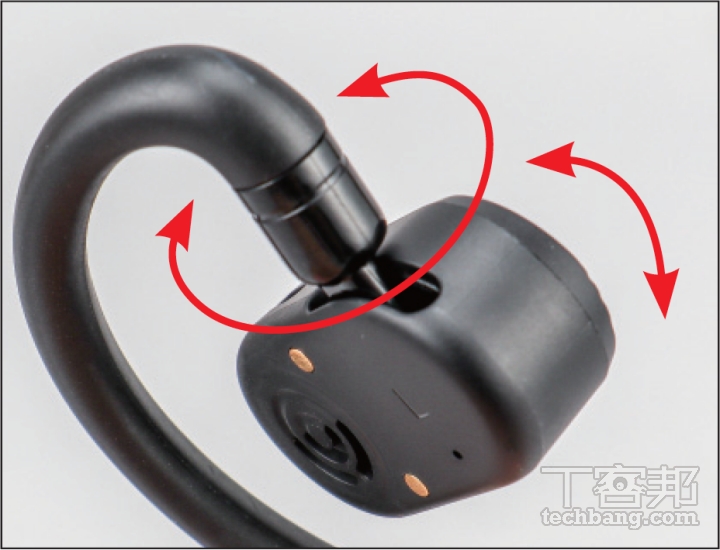 開放式真無線耳機部分產品則在耳掛前端加入可上下、左右調節的轉軸，使配戴更具靈活性。