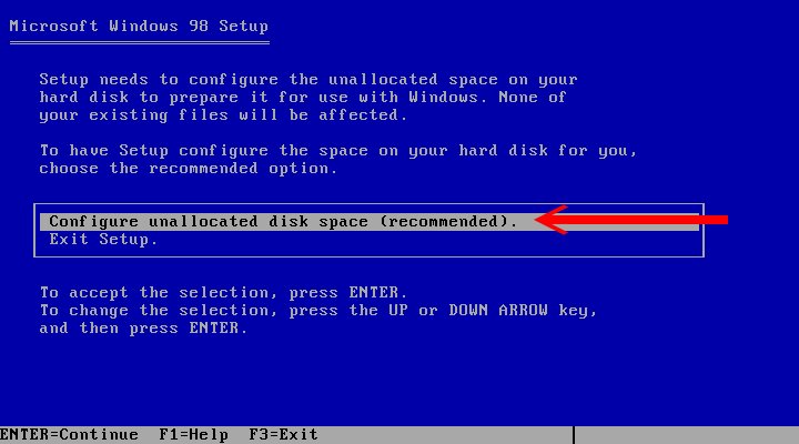 由於我們尚未分配硬碟，因選擇「Configure unallocated disk space」進行分配。