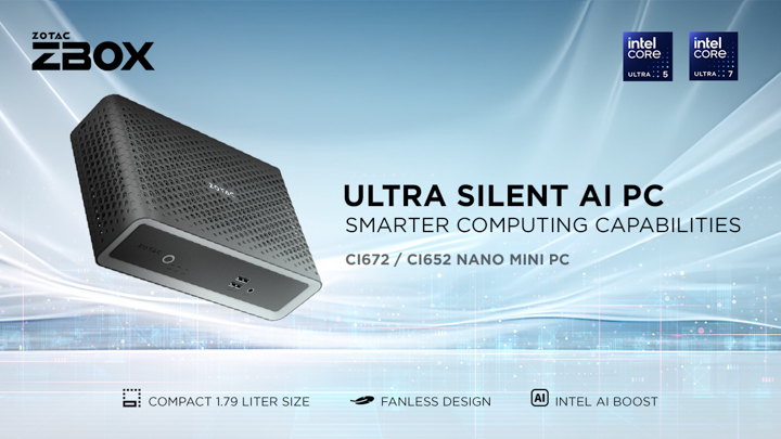 ZBOX CI671 / CI651 nano 的無風扇計，帶給用戶更寧靜的使用體驗。