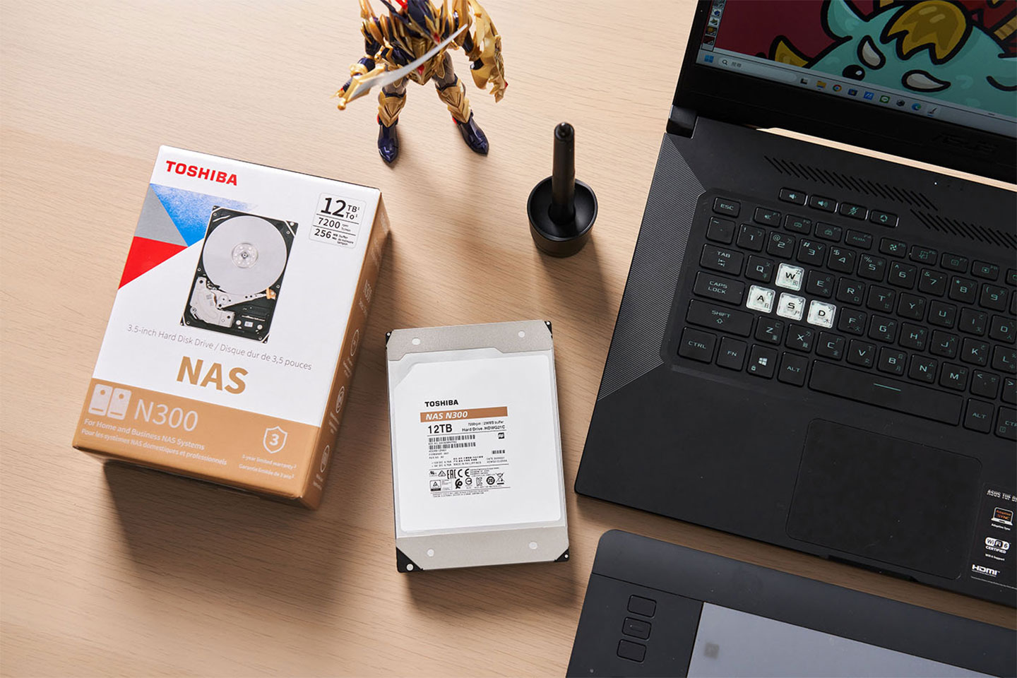 Gary 選擇了許多人推薦的日系品牌 Toshiba 所推出的 NAS 專用硬碟 N300 的單顆硬碟 12TB 規格，能滿足他對於龐大數位資料儲的需求。