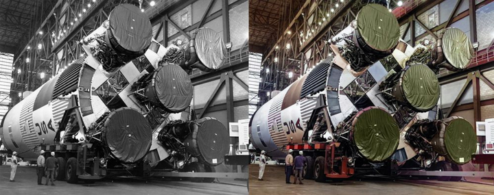 AMD Ryzen AI 修復及上色 NASA 阿波羅 11 號登月計畫之火照片