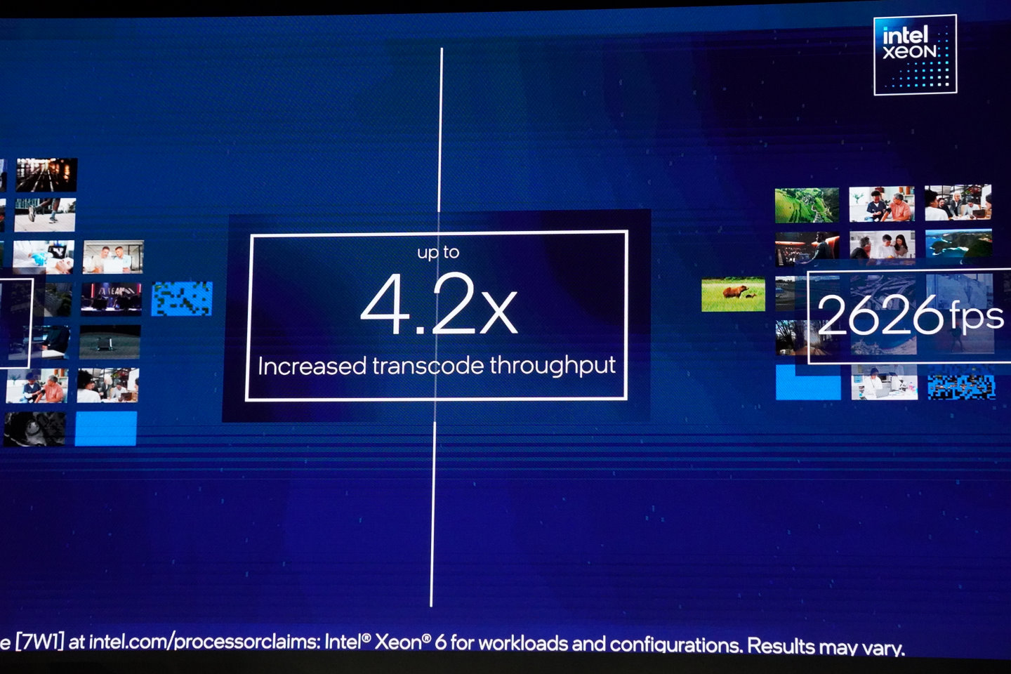 以影片轉檔為例，Xeon 6處理器的效能最高可達第2代Xeon處理器的4.2倍。