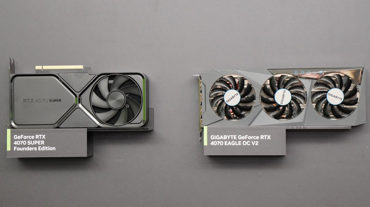 NVIDIA自家GeForce RTX 4070 Super Founders Edition與GIGABYTE GeForce RTX 4070 Super Eagle OC V2也符合指示。