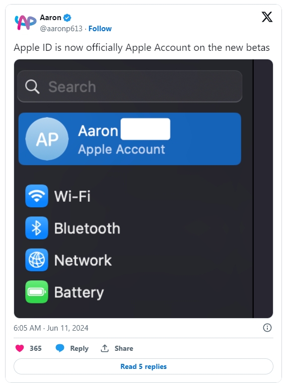 蘋果式告別Apple ID，iOS 18已改名Apple Account