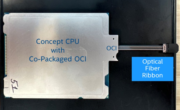 具有共同封裝 OCI 的概念 Intel CPU