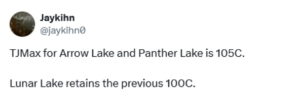 英特爾 Arrow Lake / Panther Lake 處理器的「溫度牆」數字曝光