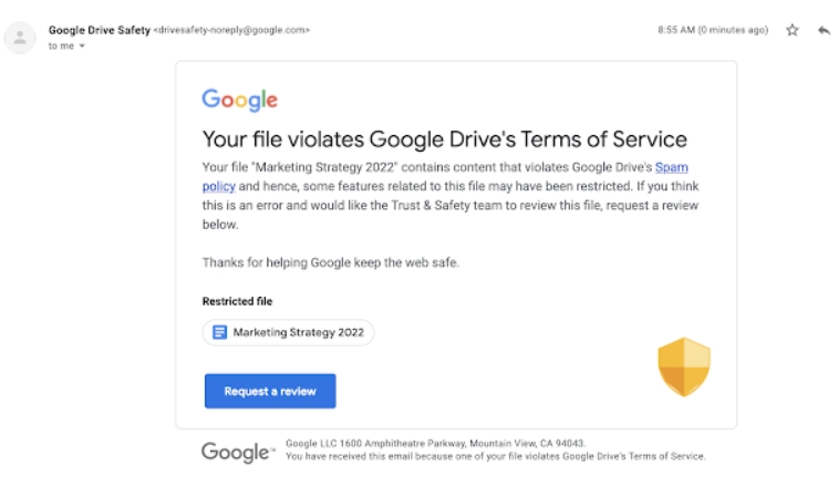 Google Drive會檢視你存放的檔案有無侵權內容，用戶因此儲存的歌曲被警告