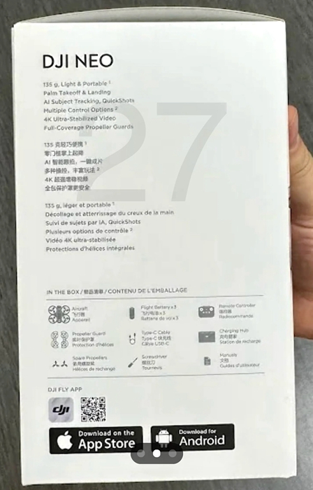 DJI Neo真機圖像洩露：DJI史上最輕的4K平價無人機，含額外電池、專業控制器套裝價格約台幣11000元
