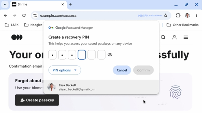 Google Chrome現在可以跨平台和跨裝置同步通行金鑰並可以設定額外的PIN密碼