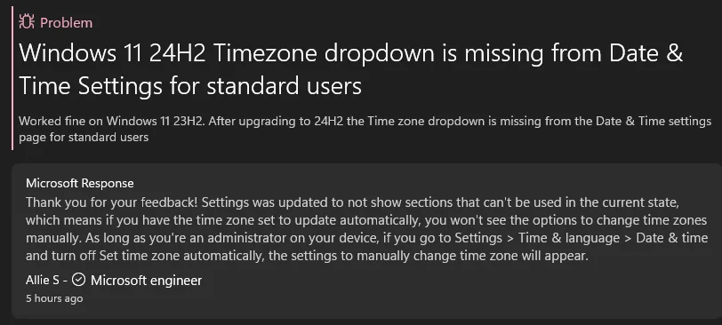Windows 11 24H2「設定」中找不到修改時區選項？微軟表示是Bug，目前想解決得靠「控制台」