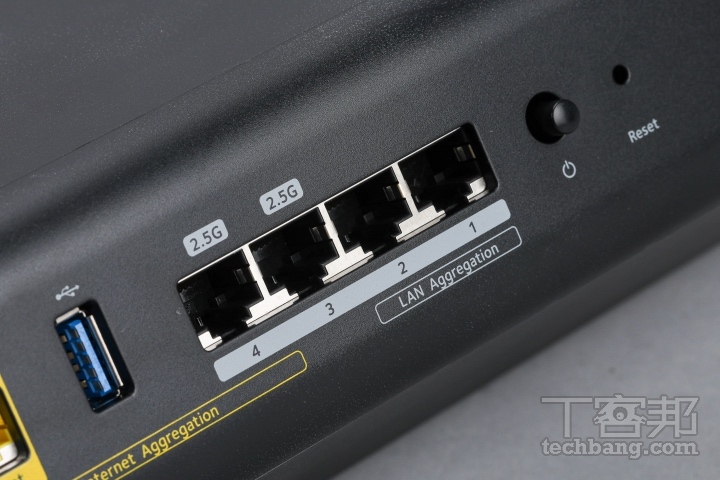 LAN 連接埠4 組 LAN 乙太網路連接埠分別支援 2.5Gbps 以及 1Gbps 傳輸速率。